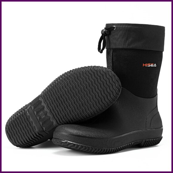 Men's Waterproof Neoprene Work Boots Insulated Ankle High Rain Shoes